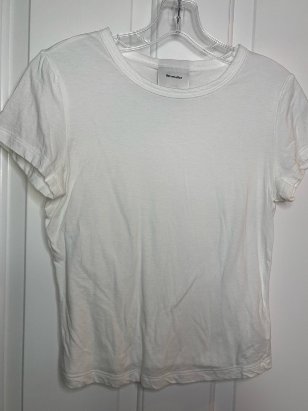 EUC Reformation Women’s Max Slim White Short Sleeve Crew Tee Size M